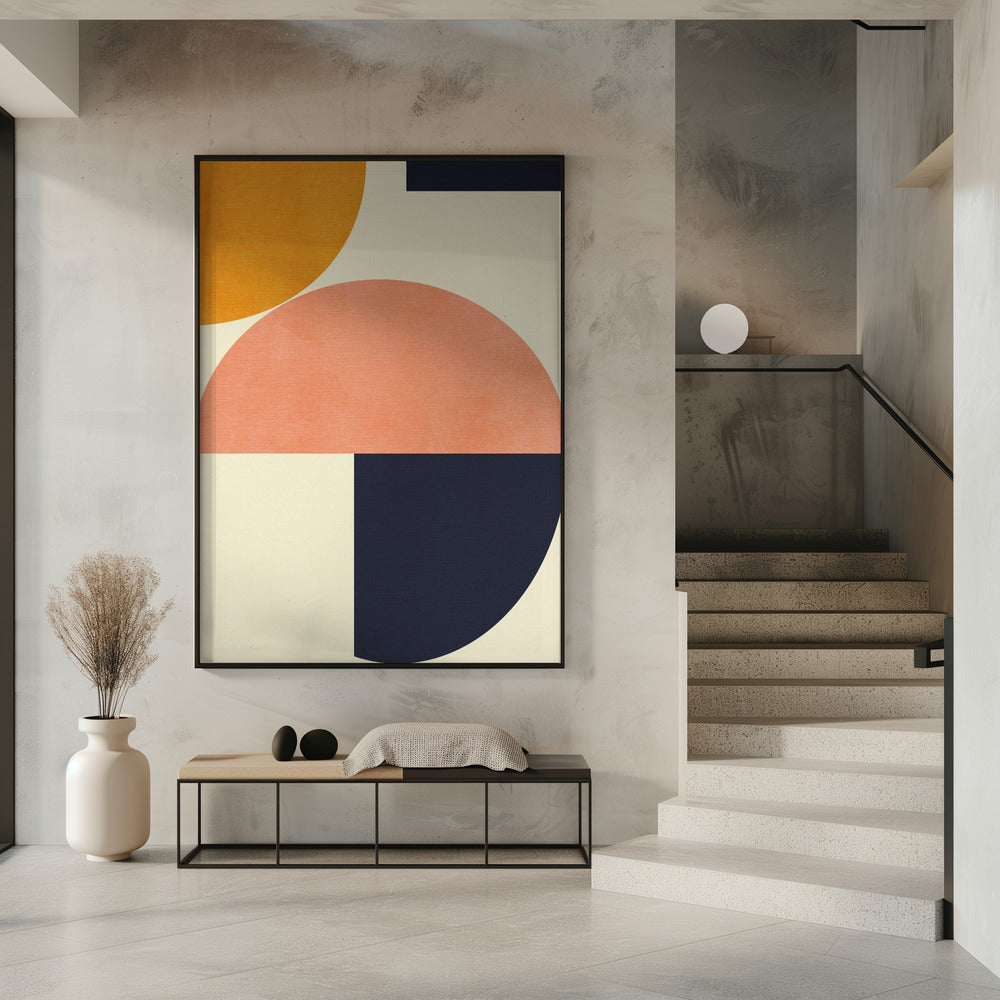 Regenboog Plus Vormen Blauw Mosterd2 | Poster