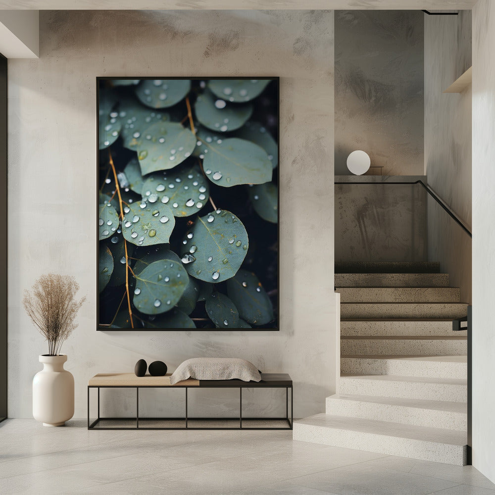 Door de regen gekuste bladeren | Poster