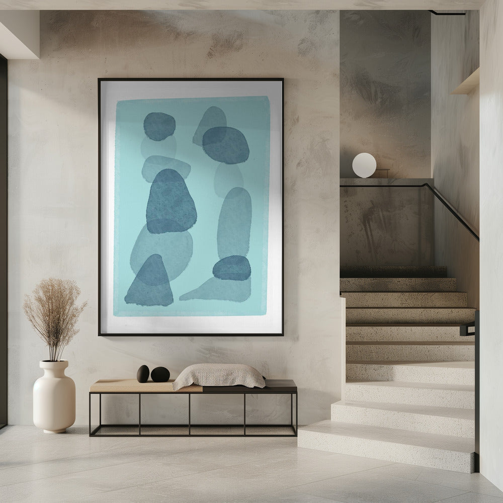 aquarelvlekken blauw abstract minimal modern art | Poster