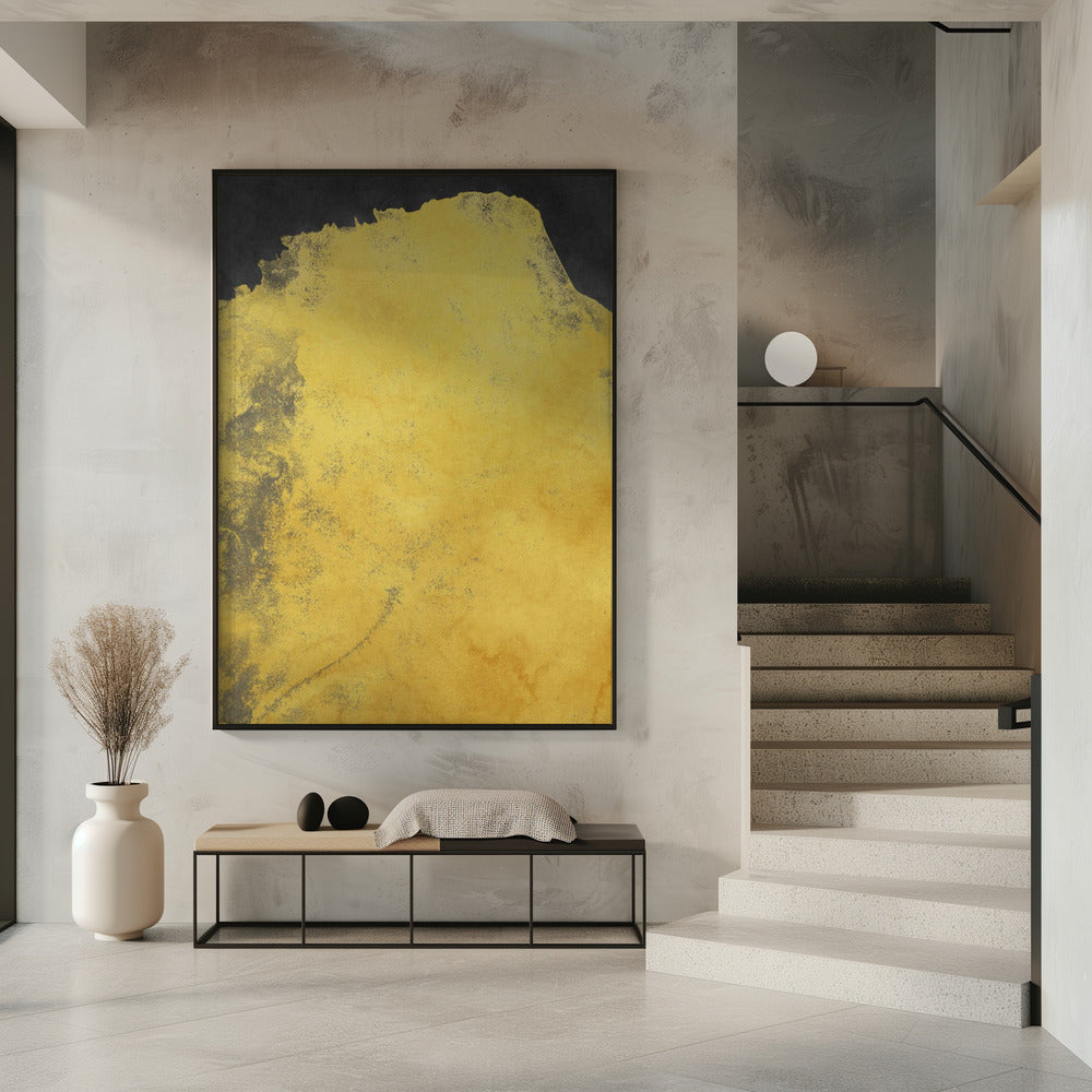 Minimalistisch landschap zwart en geel 01 | Poster