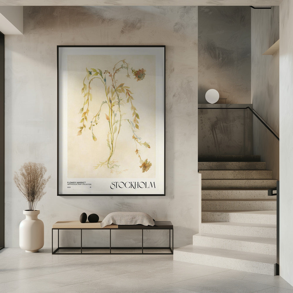Collectie aquarelprints. Bloemenmarkt - Stockholm | Poster