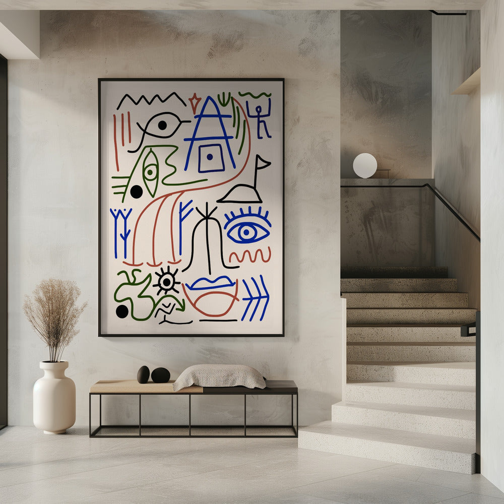 Lijnkunst Bizar Oud Symbool | Poster