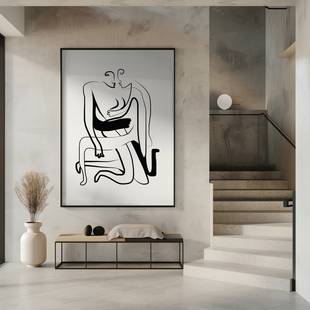 Knuffels en kusjes lijnkunst | Poster