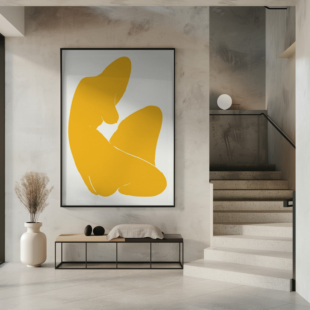Geel silhouet van een vrouwenfiguur | Poster