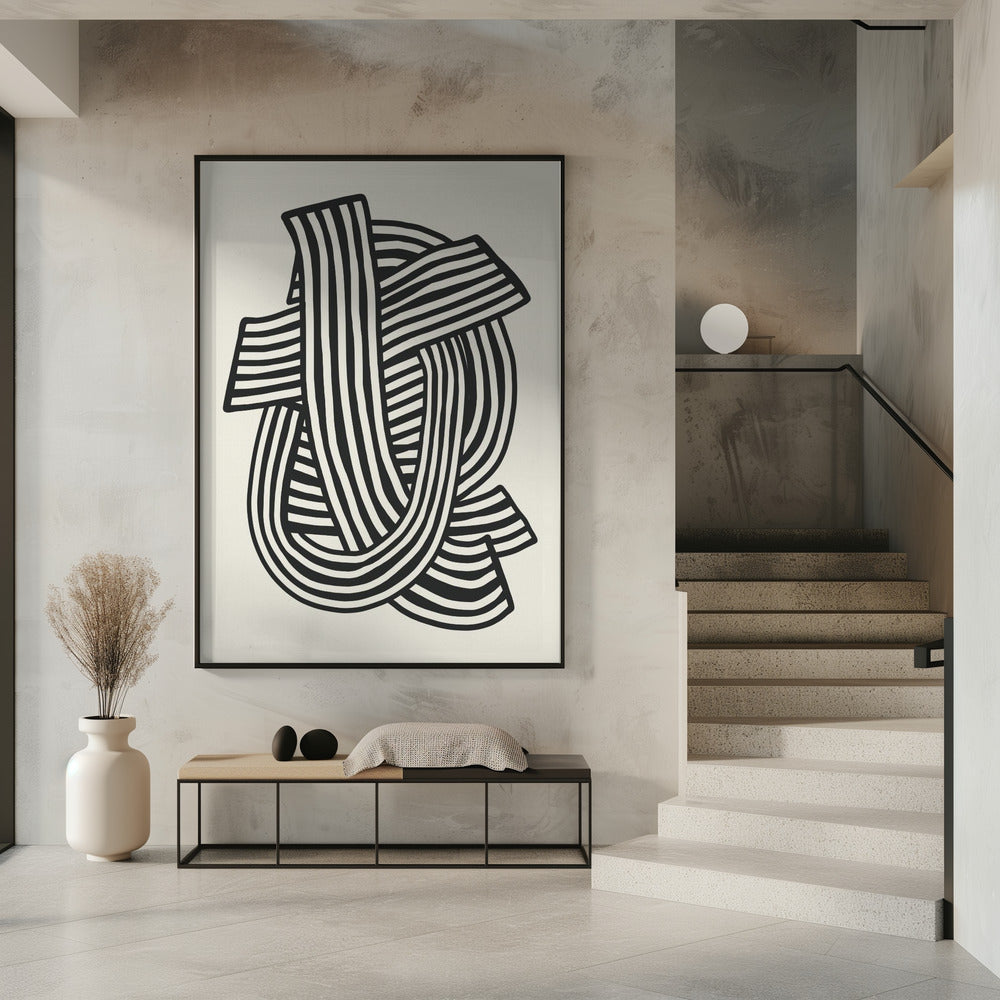 Gestreept abstract in zwart | Poster