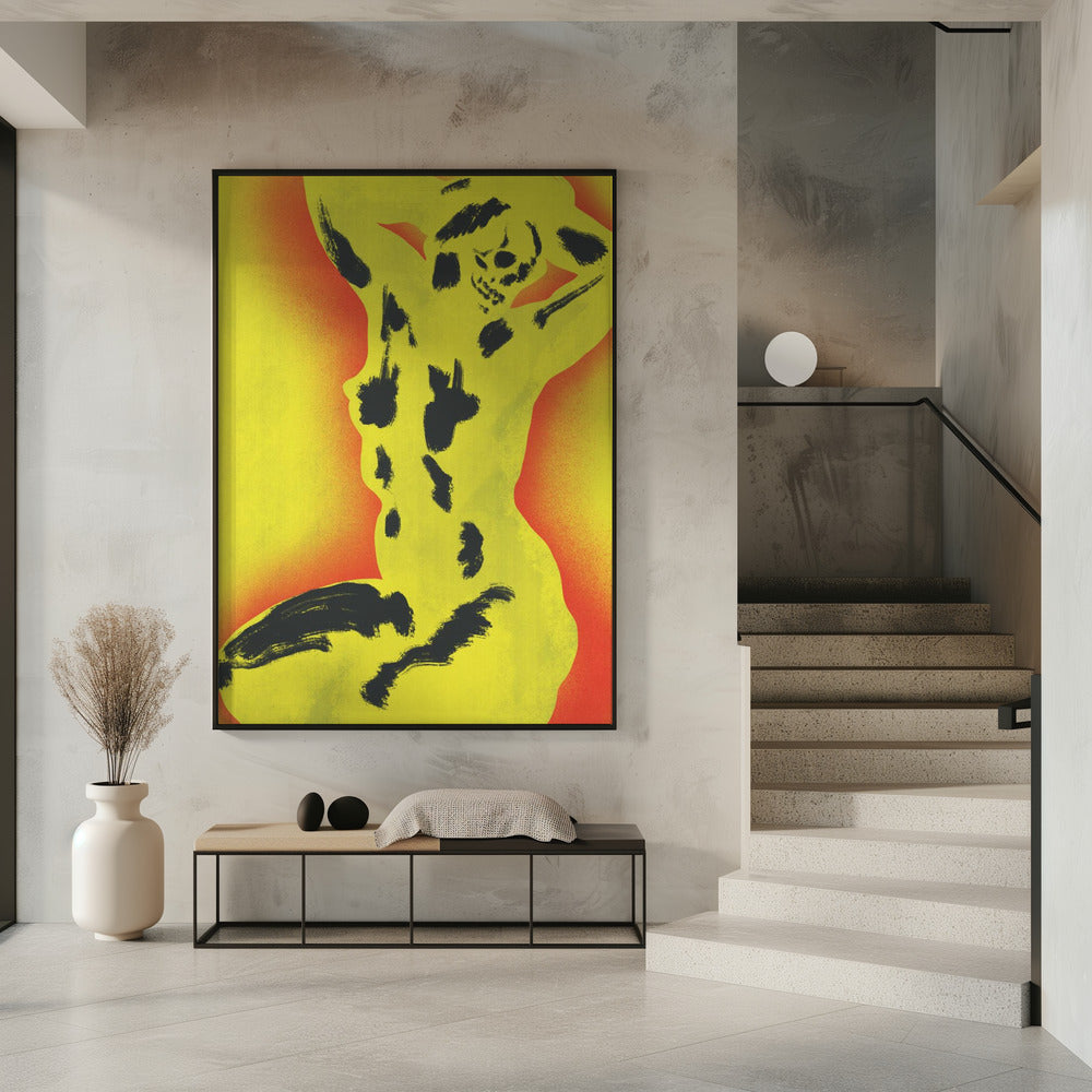 Gele schedel naakt | Poster