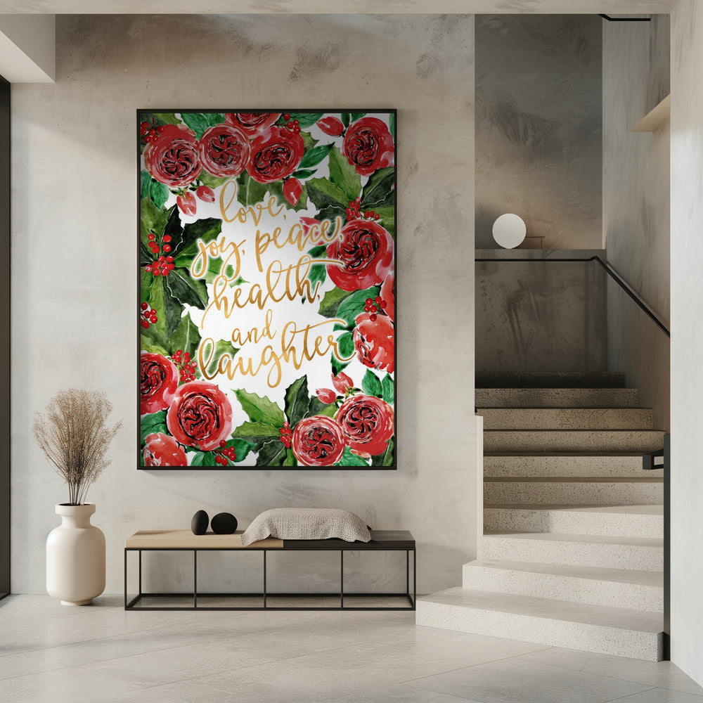 Beste wensen voor de feestdagen, rode rozen | Poster