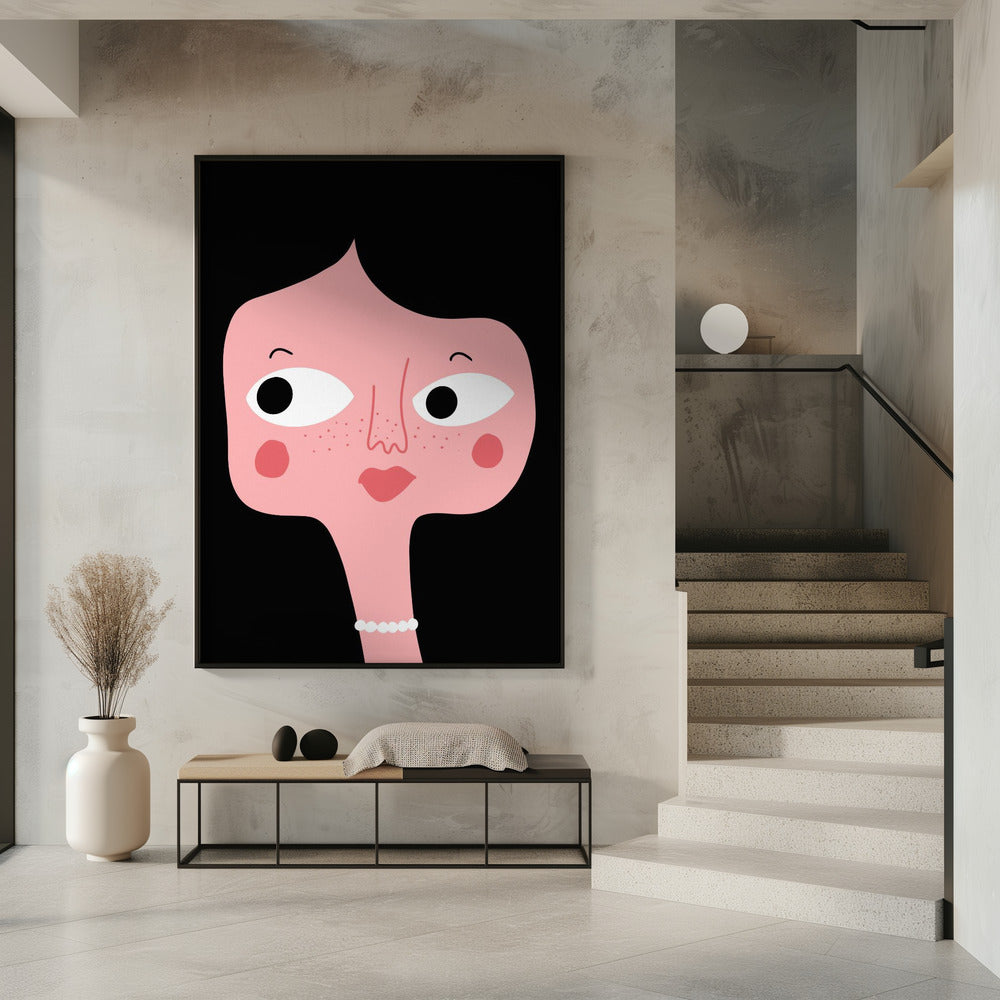 Eigenzinnig roze gezicht | Poster