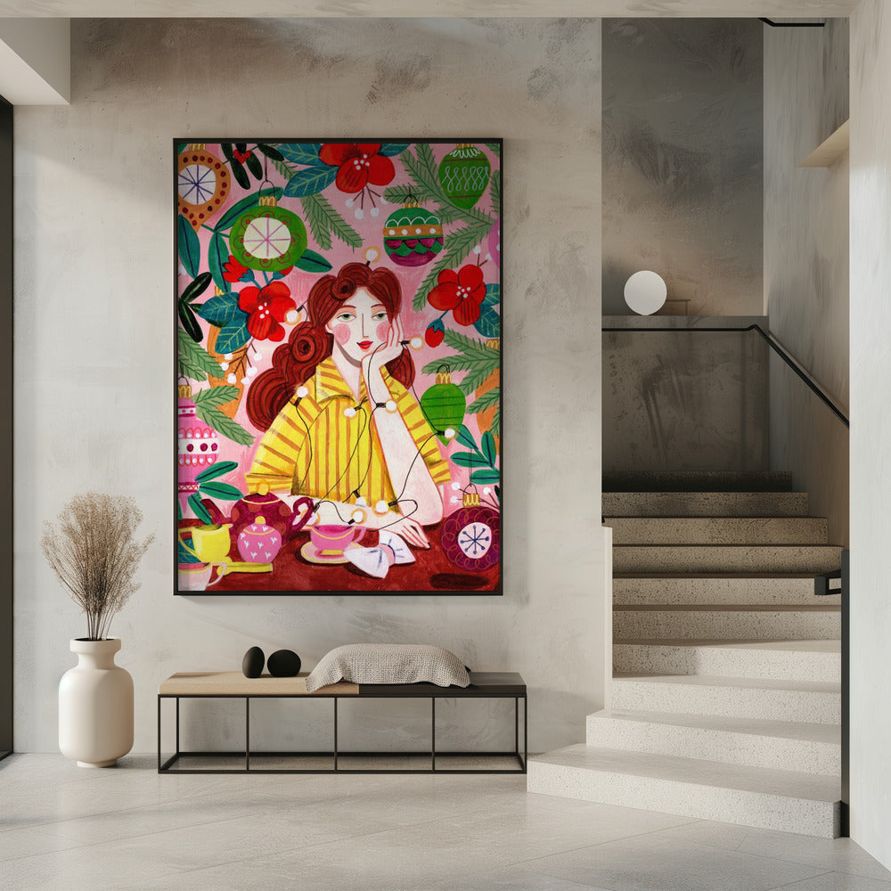 Retro Kerstvrouw | Poster