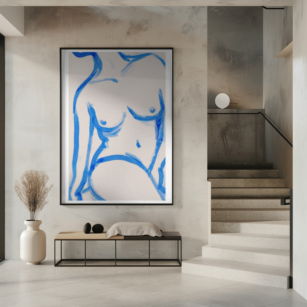 Blauwe contour naakt | Poster