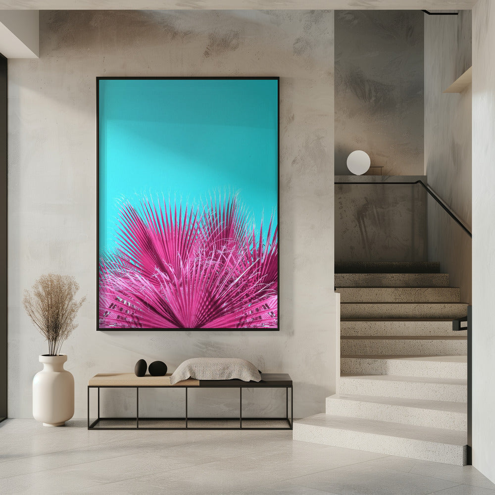 Elektrische roze palmbladeren | Poster