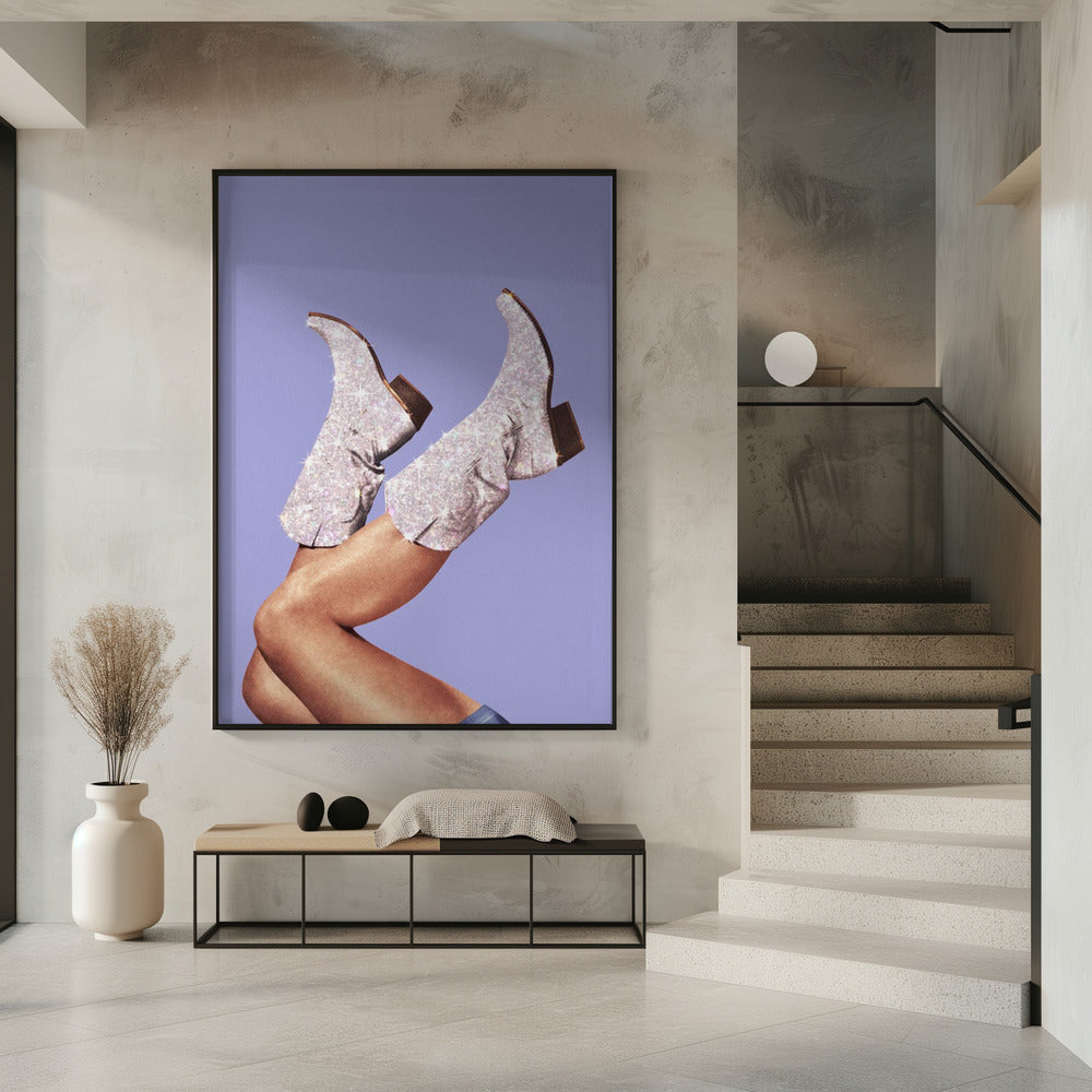 Deze laarzen - Glitter Very Peri Periwinkle | Poster