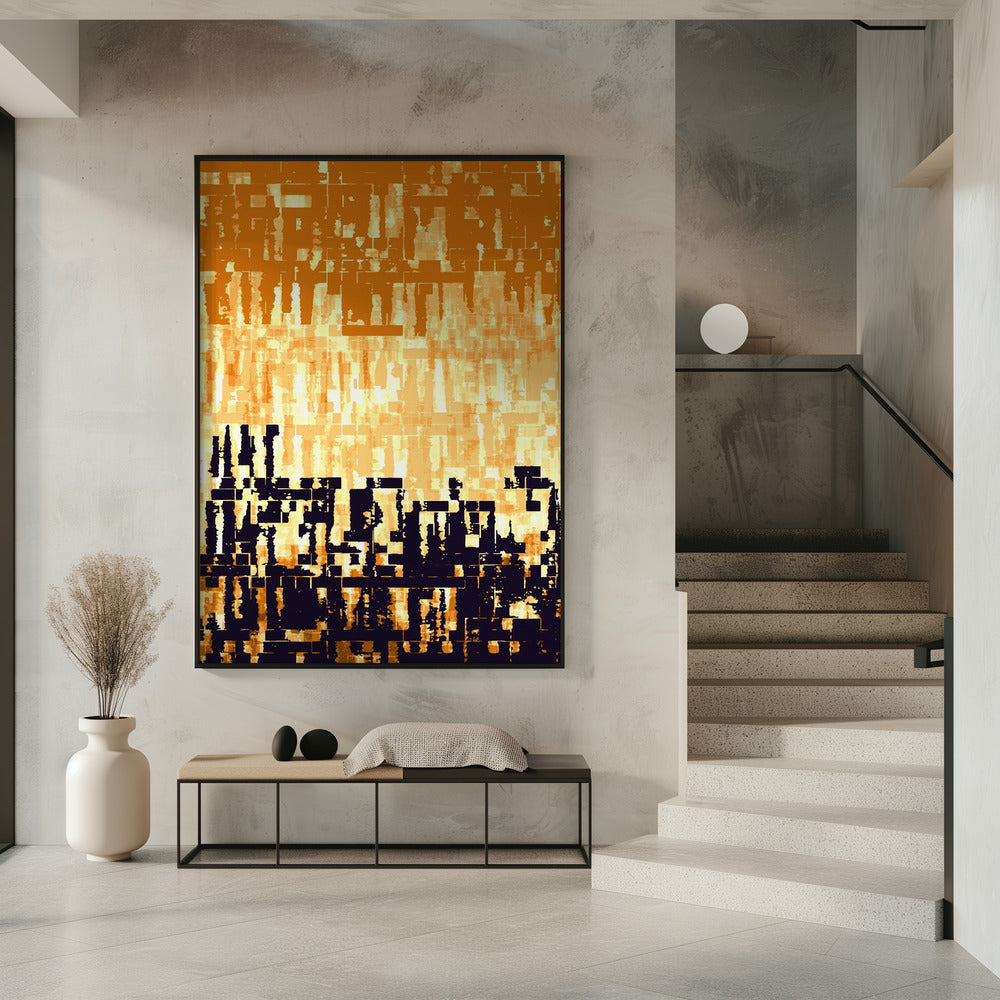 Oranje en zwart kleurenpalet met gepixelde texturen | Poster
