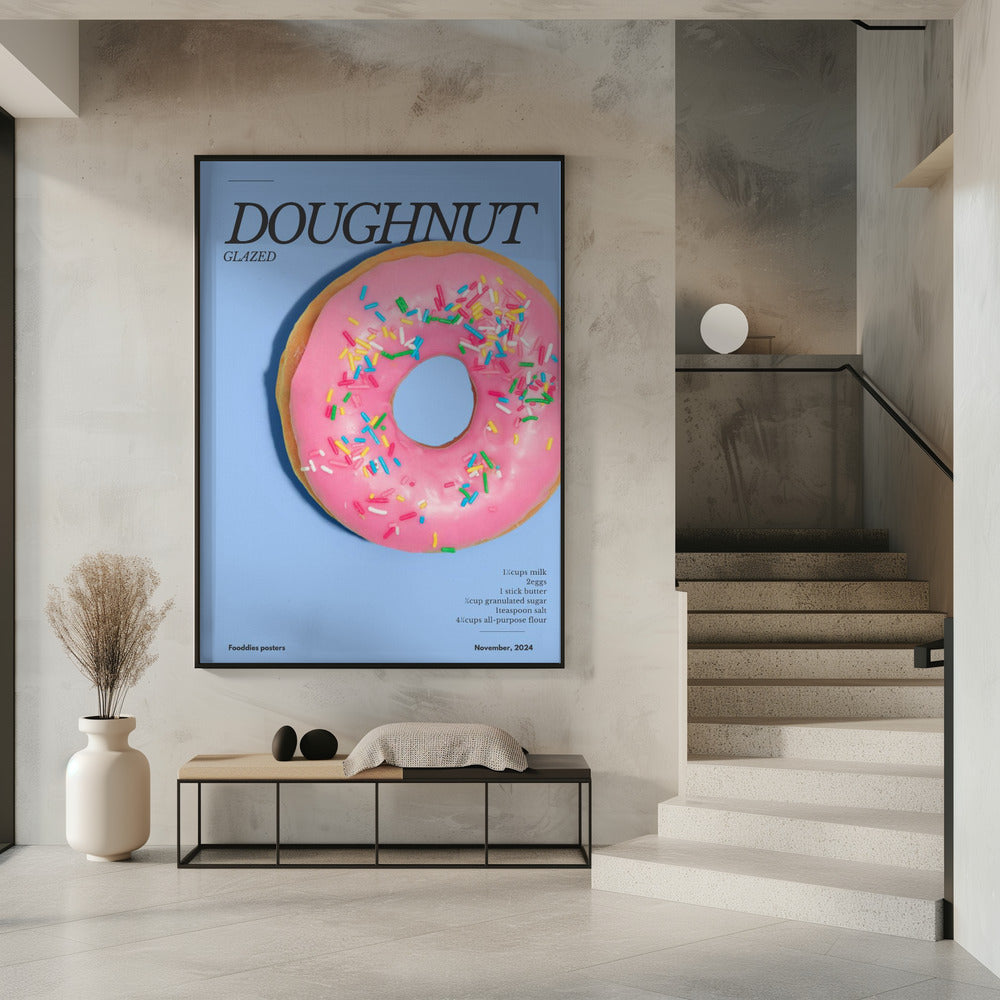 Roze Glazuur Donut | Poster