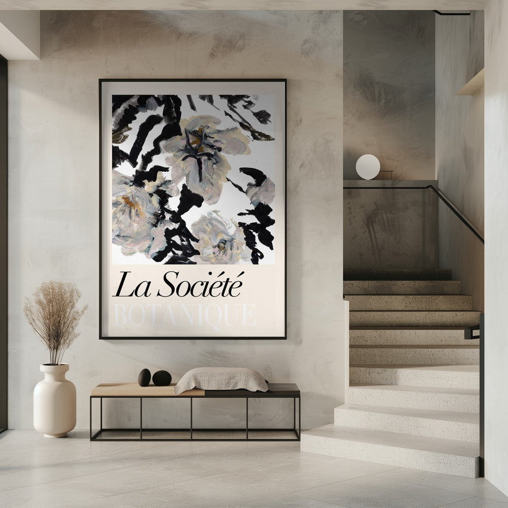 La Société Botanique Zwarte en witte en crèmekleurige bloemen 2 | Poster