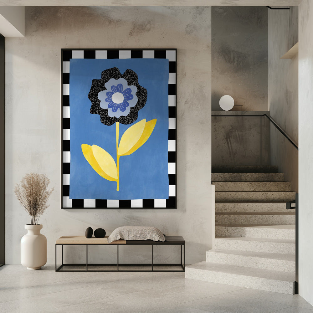 Bloem met een blauw en zwart bloemblaadje | Poster