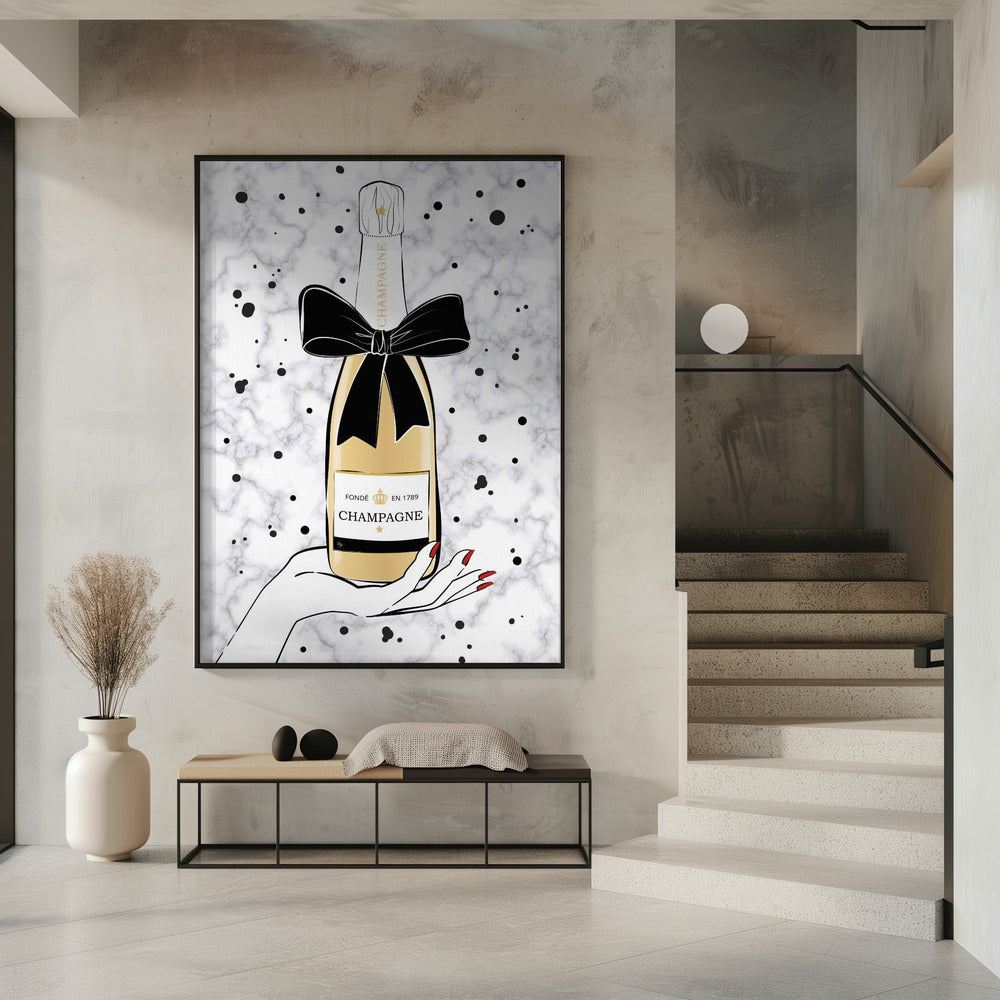 Champagne vasthouden | Poster