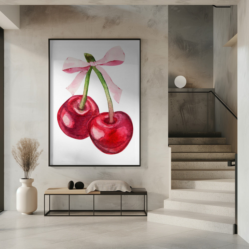Rode kersenroze strik | Poster