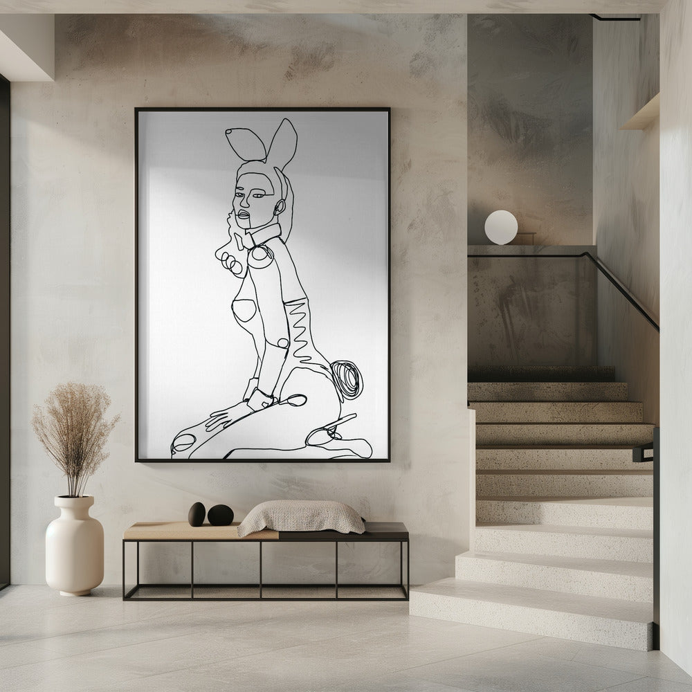Line Drawing of Bunny Lady | Poster