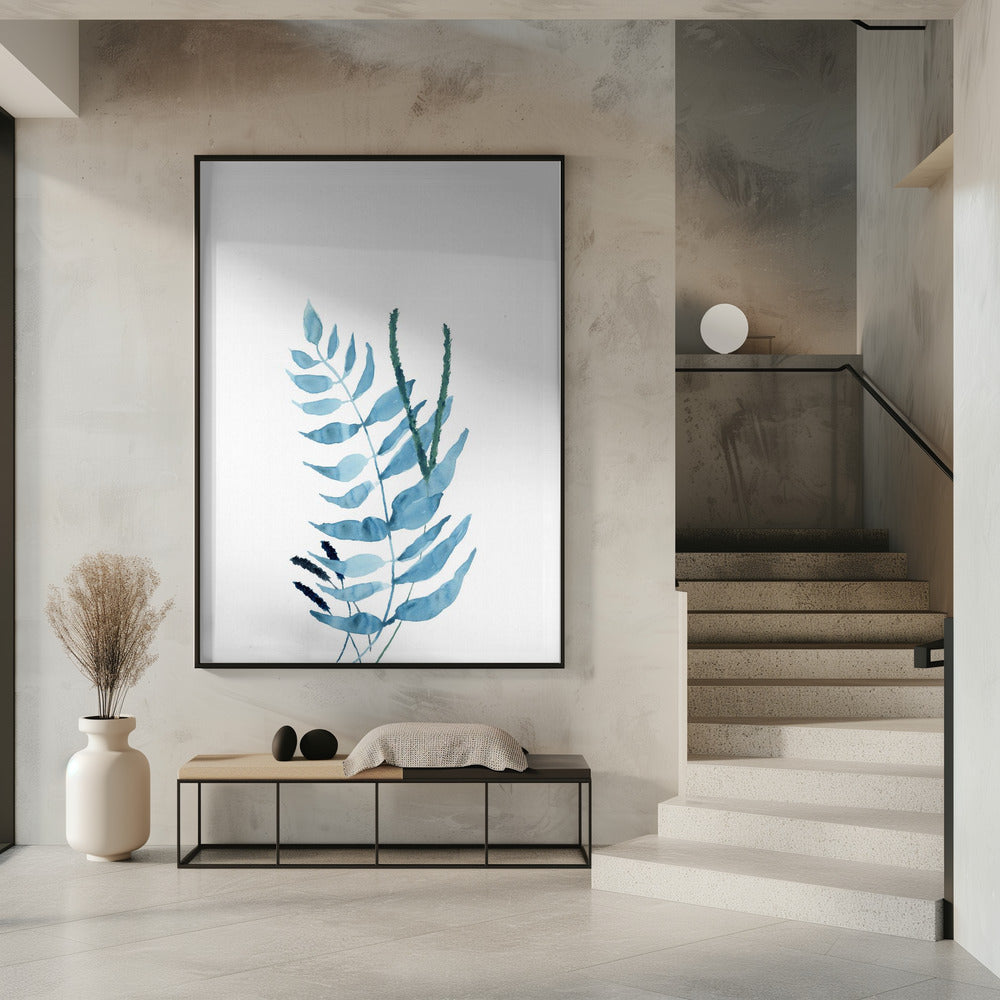 Blauwe aquarelbloemen 2 | Poster