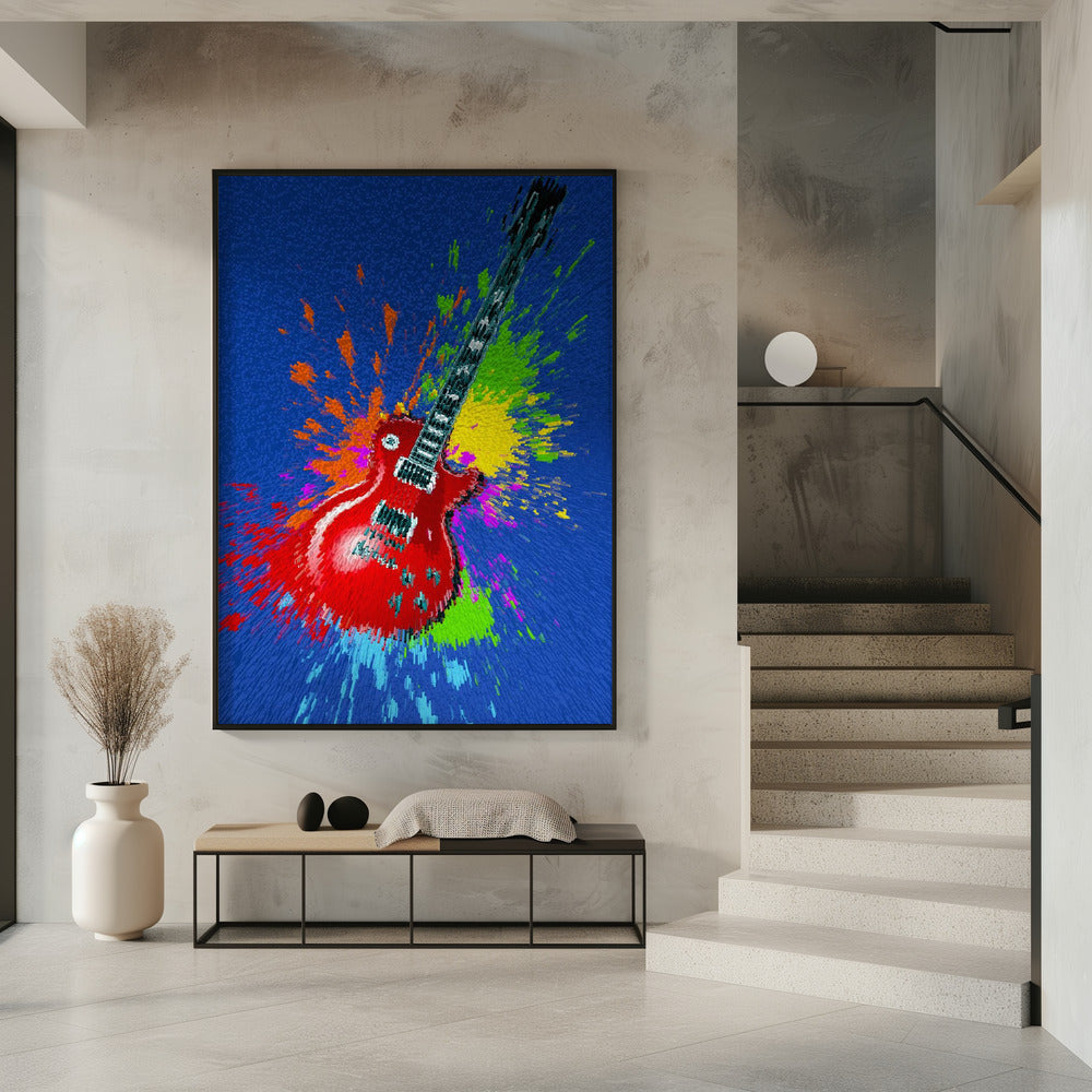 Elektrische gitaar pop-art explosie | Poster