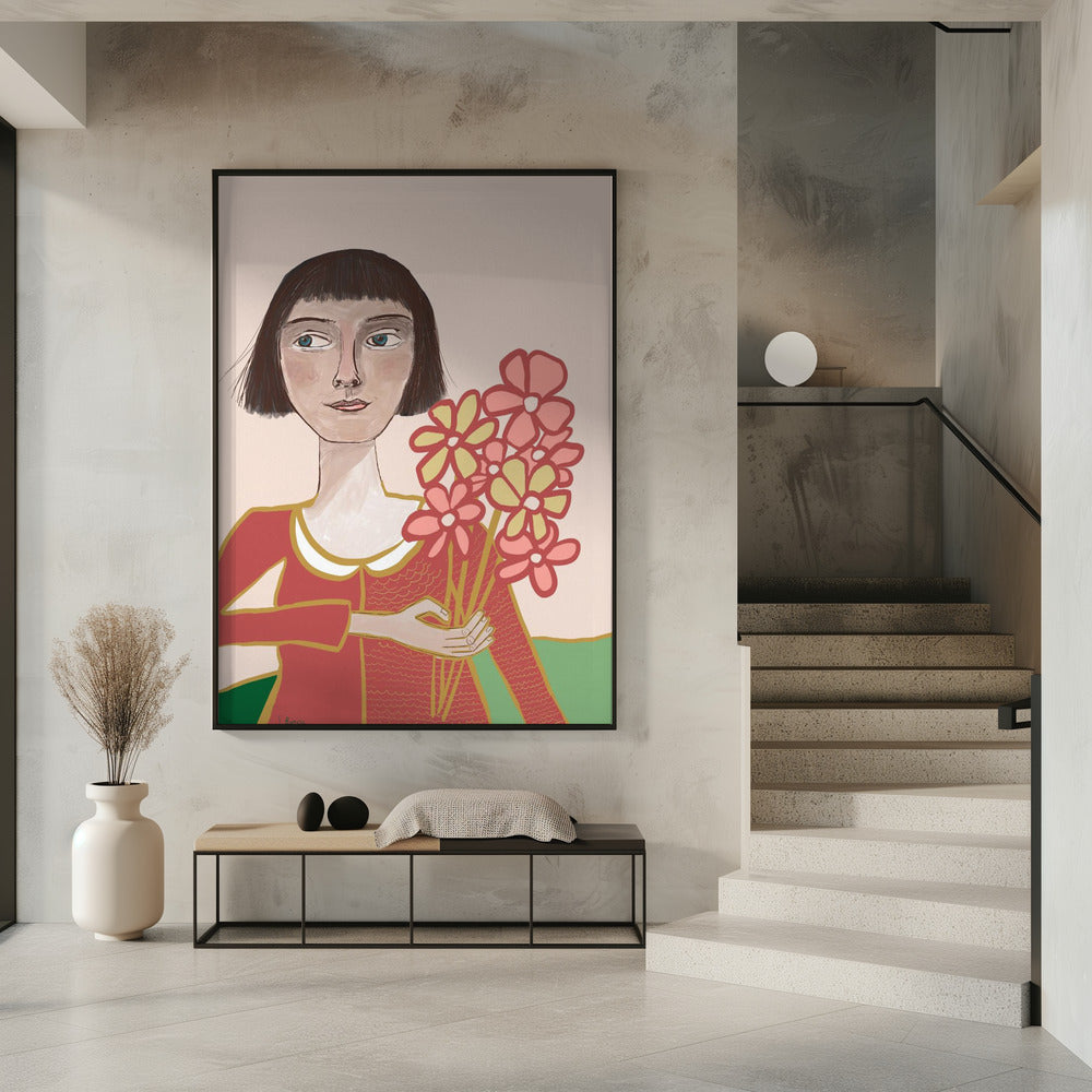 Vrouw met bloemen | Poster