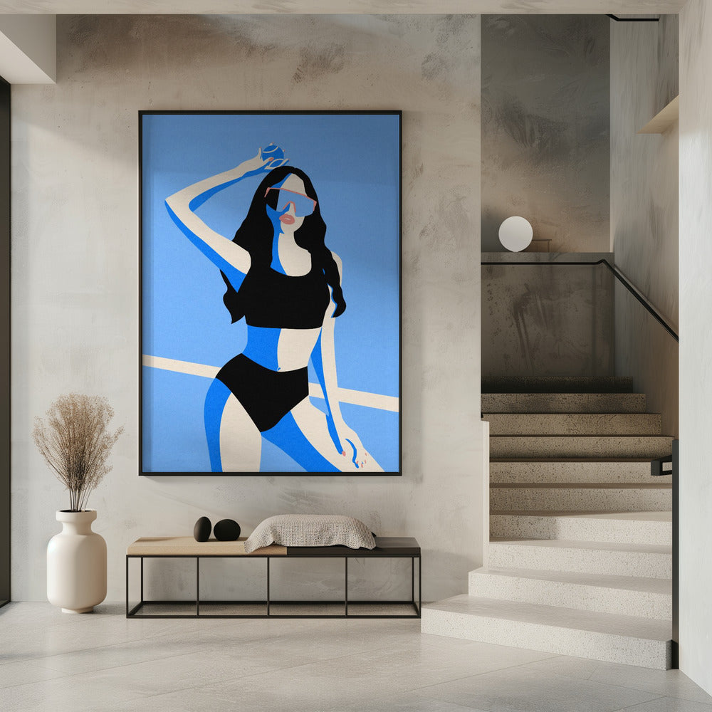 Blauwe Sportmeisje | Poster
