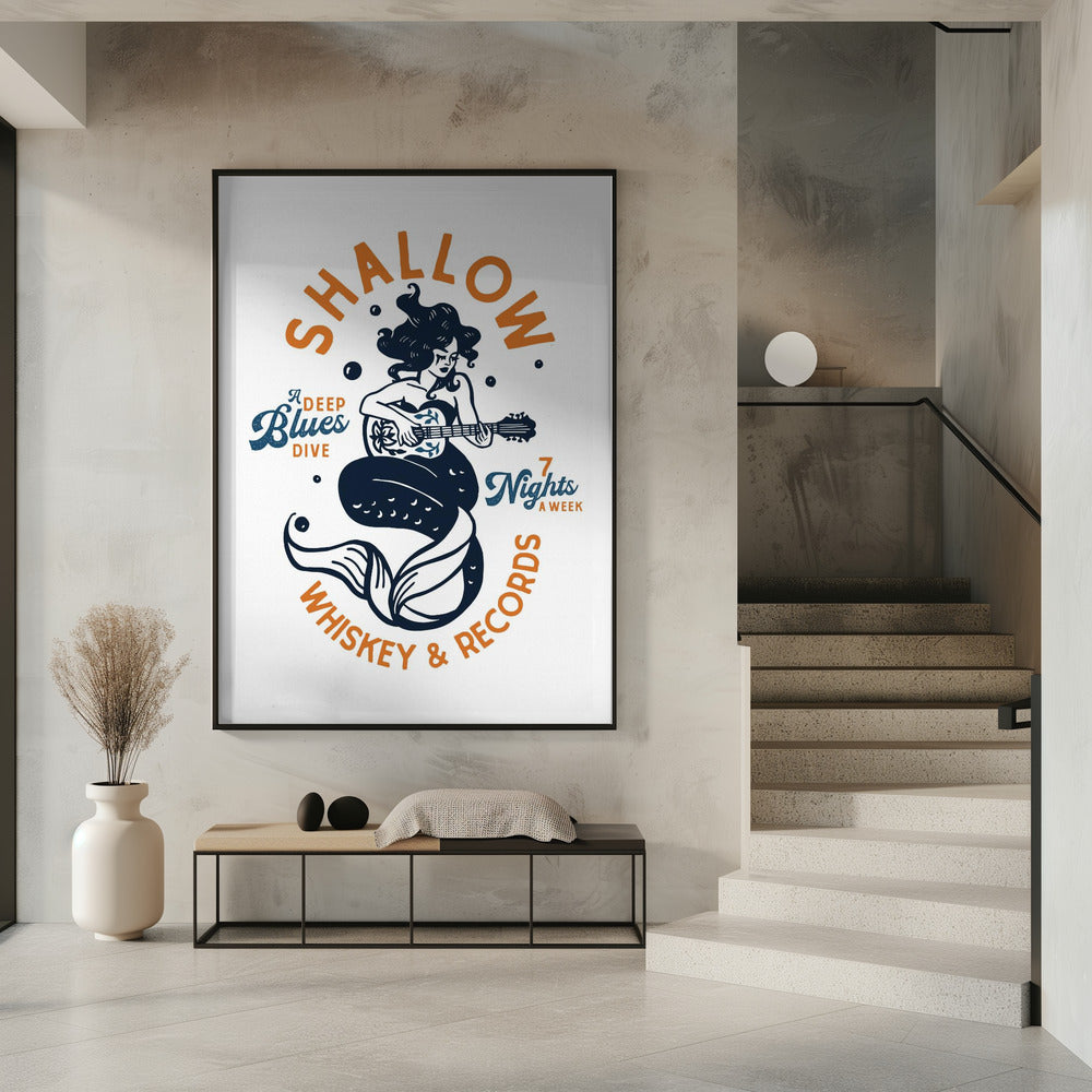 Shallow Whiskey &amp; Records Duikbar Muziek Zeemeermin | Poster