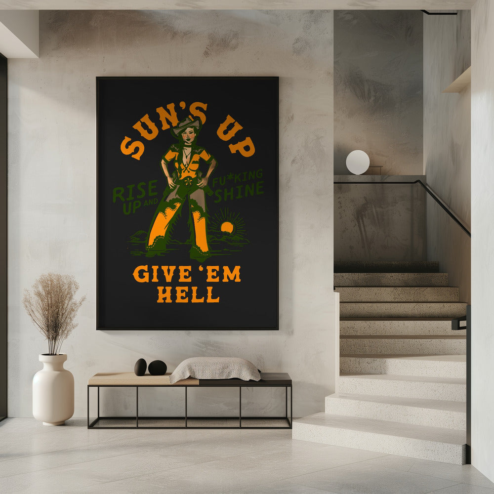 Zonsopgang, opstaan en neuken, Wild West Cowgirl | Poster