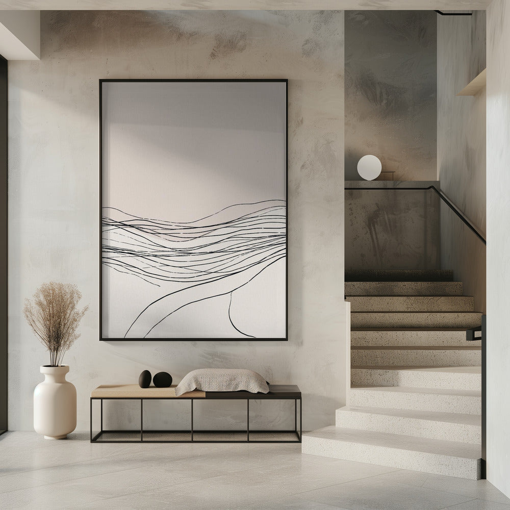 Kalme, serene lijnkunst in Scandinavische stijl | Poster