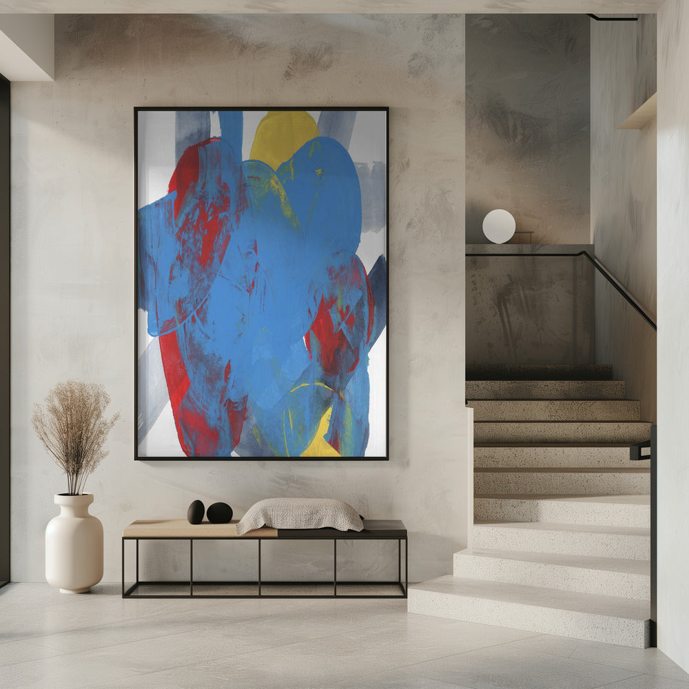 Abstracte blauwe, rode en gele vormen 3 | Poster