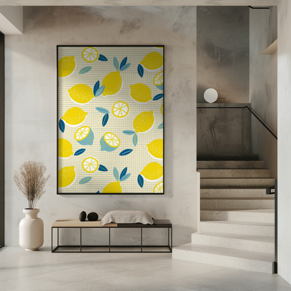 Verse citroenen geruit zonnig | Poster
