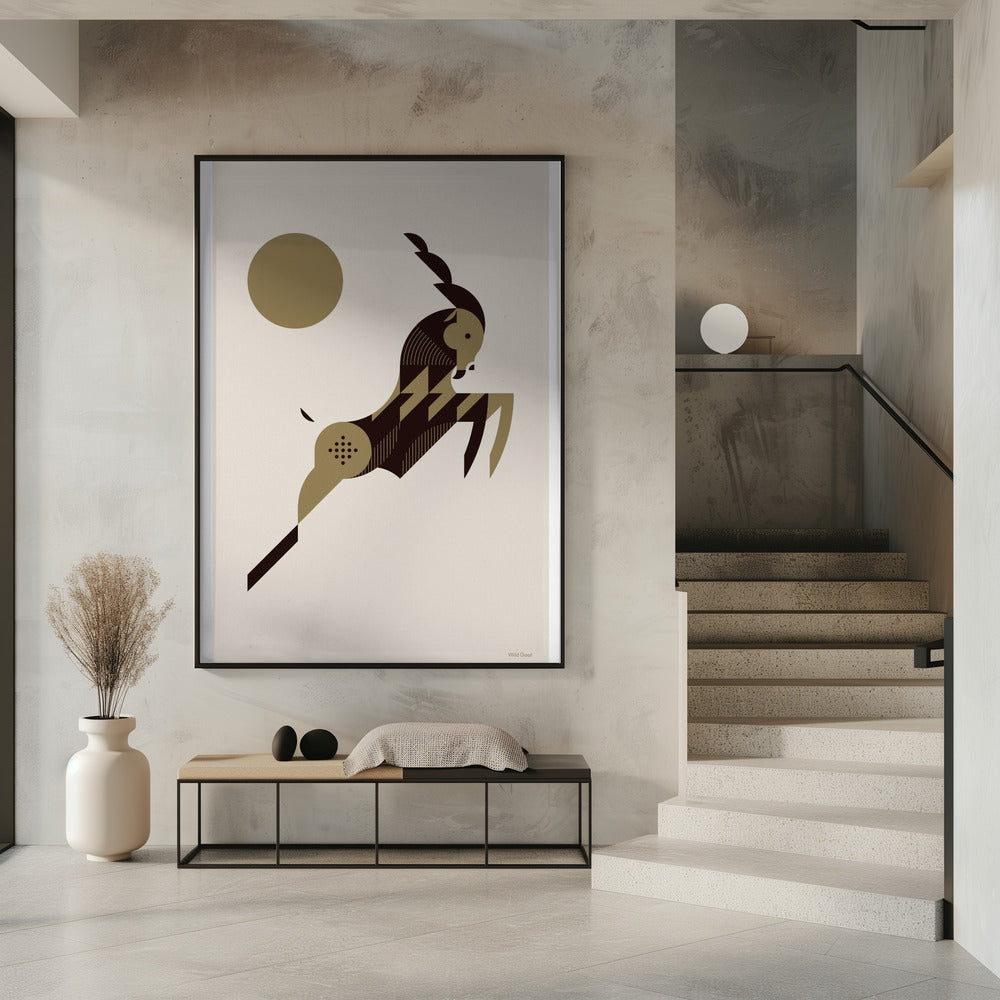 Gouden dieren - Wilde geit (wit) | Poster