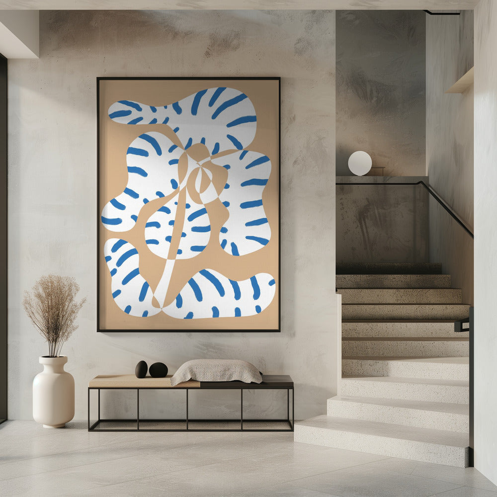 Abstracte vormen Bloementijger print | Poster