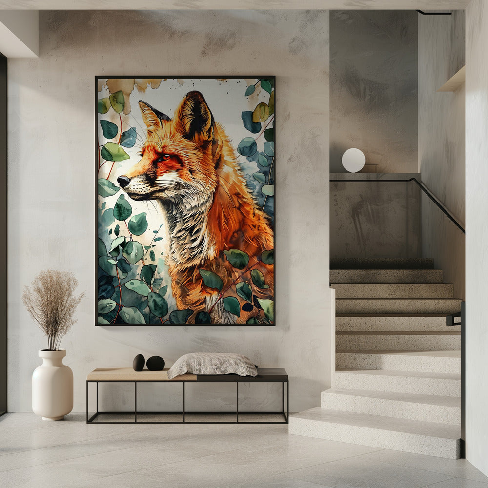 Aquarelkunst van een vos 10 | Poster