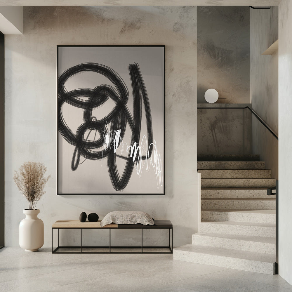 Vegende zwart-witte lijnen | Poster
