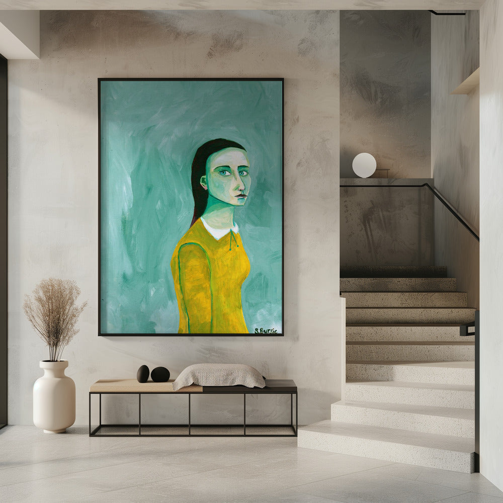 Dame in de gele jurk | Poster