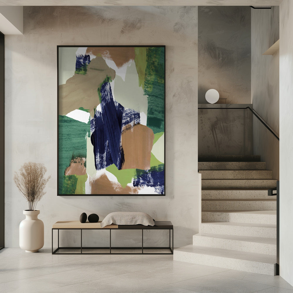 Abstract Blauw Groen Beige Nr. 2 | Poster