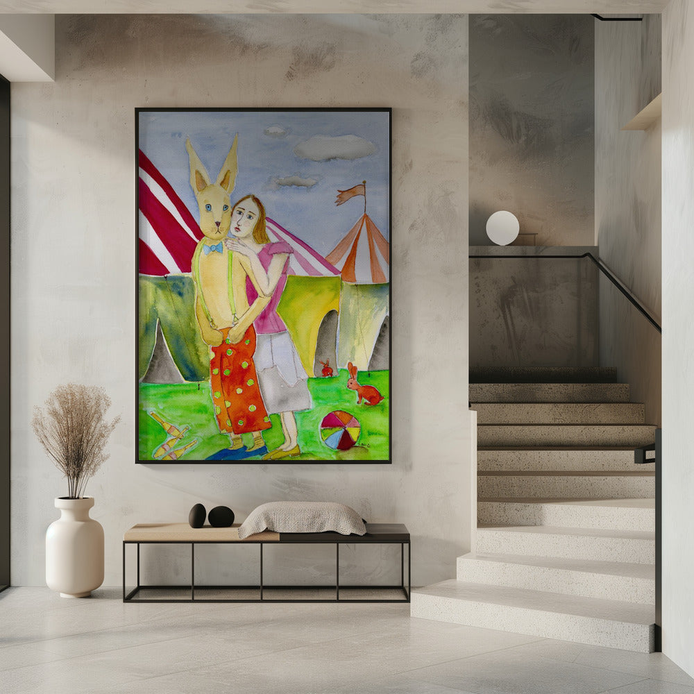 Circusartiesten met konijnen | Poster