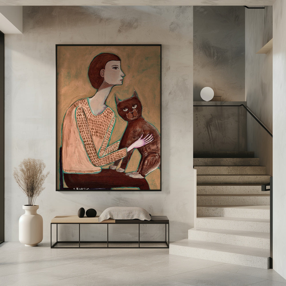 Vrouw met kat | Poster