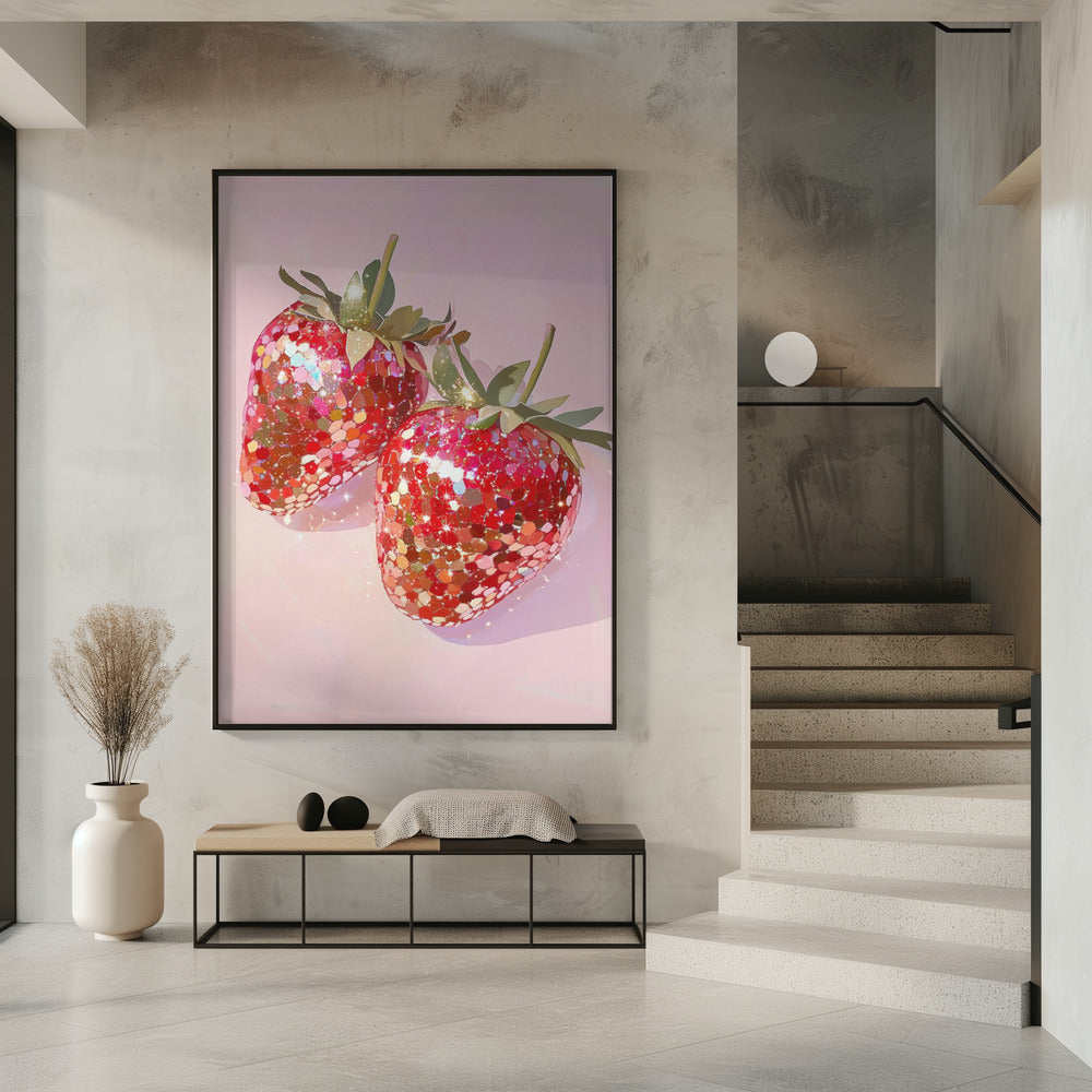 Mousserende Aardbeien | Poster
