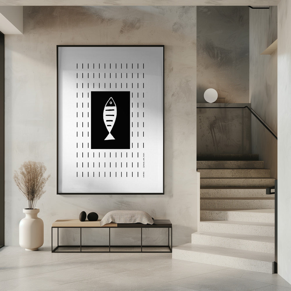 Minimalist Fish In The Rain, Abstract Minimalist Art Print | Poster
