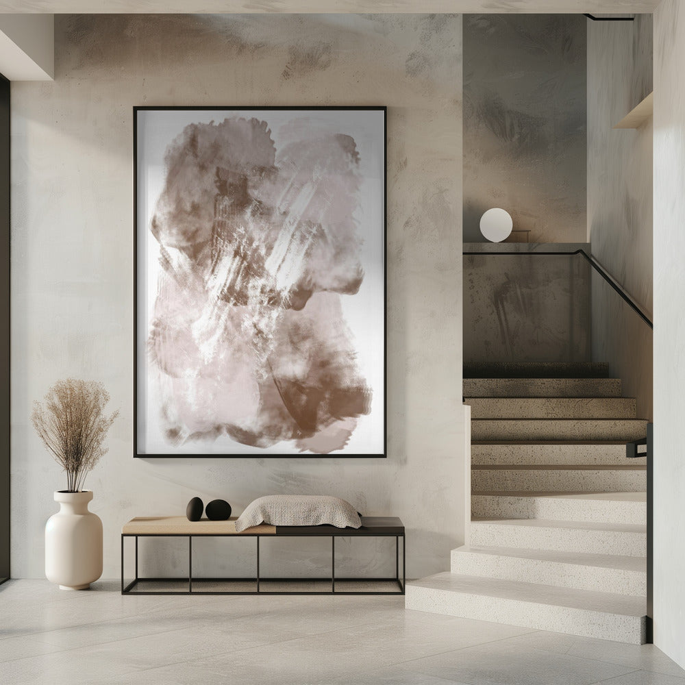 Abstract kunstwerk met zachte beige en bruine tinten | Poster