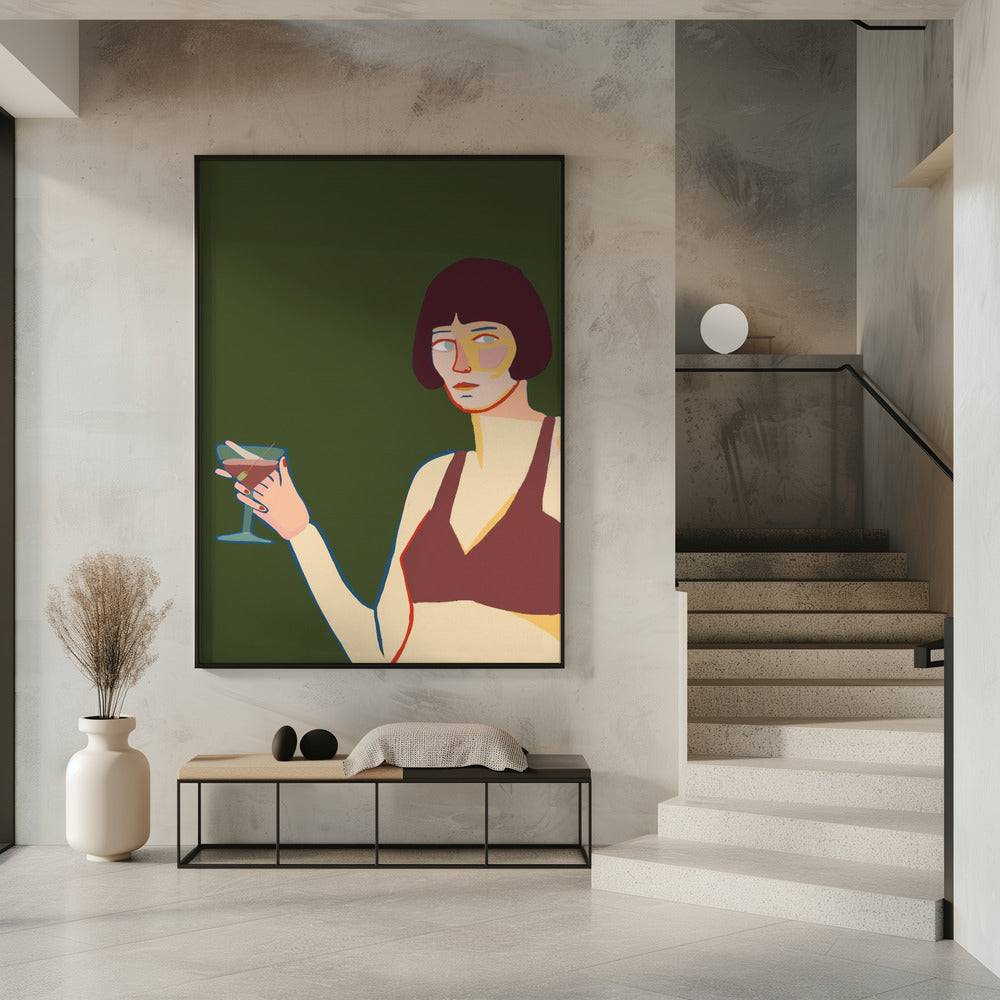 Dame met cocktailmartini | Poster