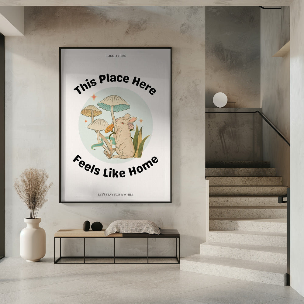 Rabbit Among Mushrooms With The Phrase | Poster