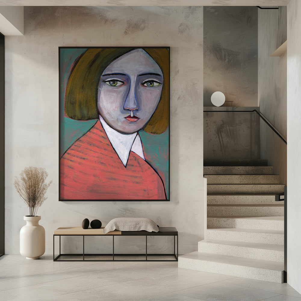 Dame in meloen trui | Poster