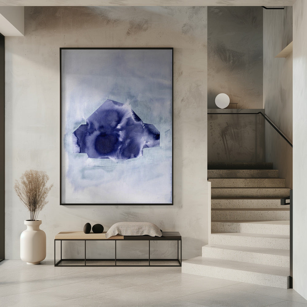 Geometrische vorm in diep indigo | Poster