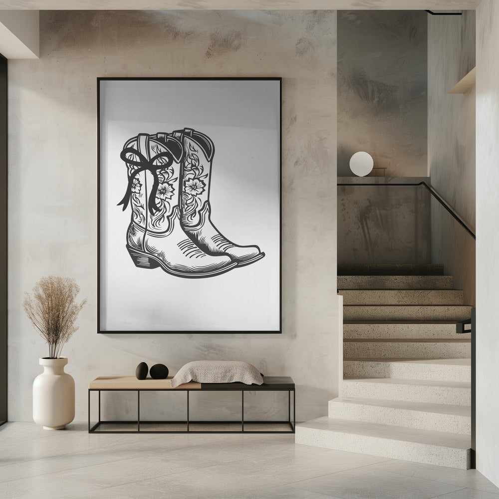 Zwarte cowgirllaarzen met strik | Poster