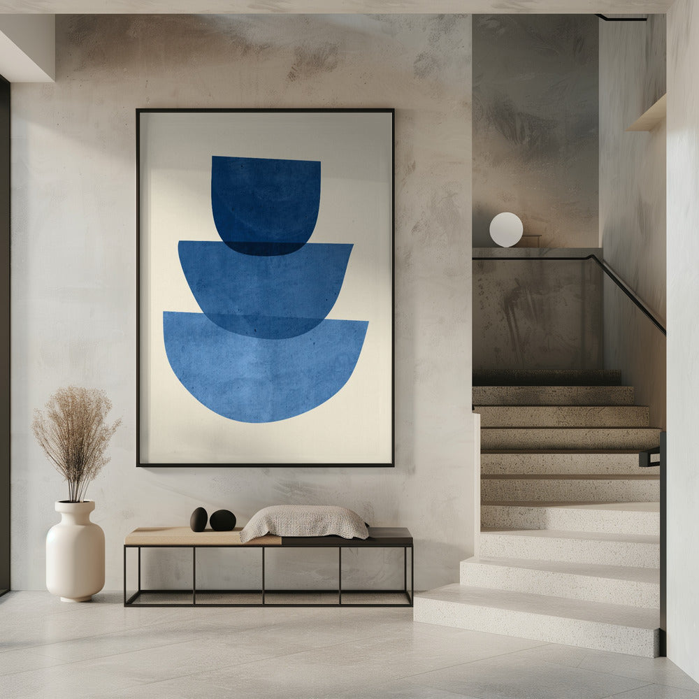 Geometrische abstracte vormen blauw | Poster