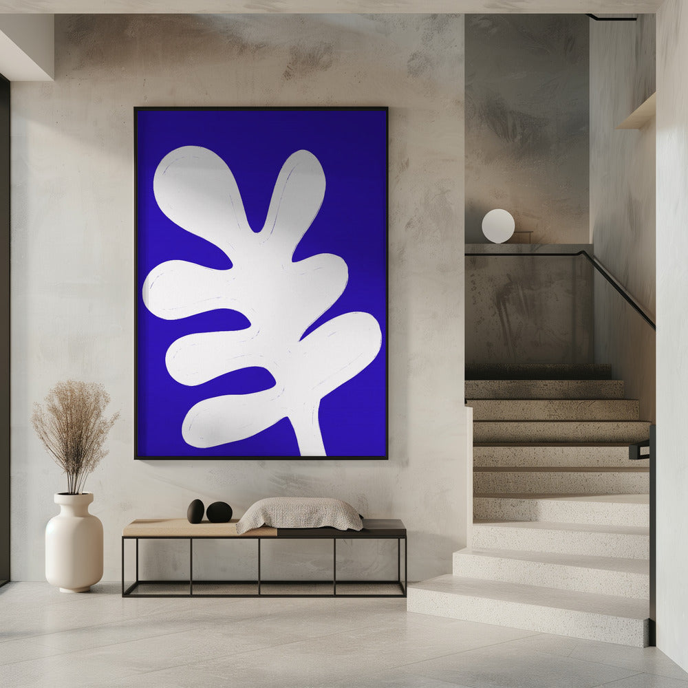 Blad op blauw canvas | Poster
